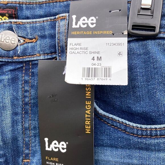Women’s Lee High Rise Flare Denim Jean Pants with Raw Hem Size 4 M - Picture 3 of 10